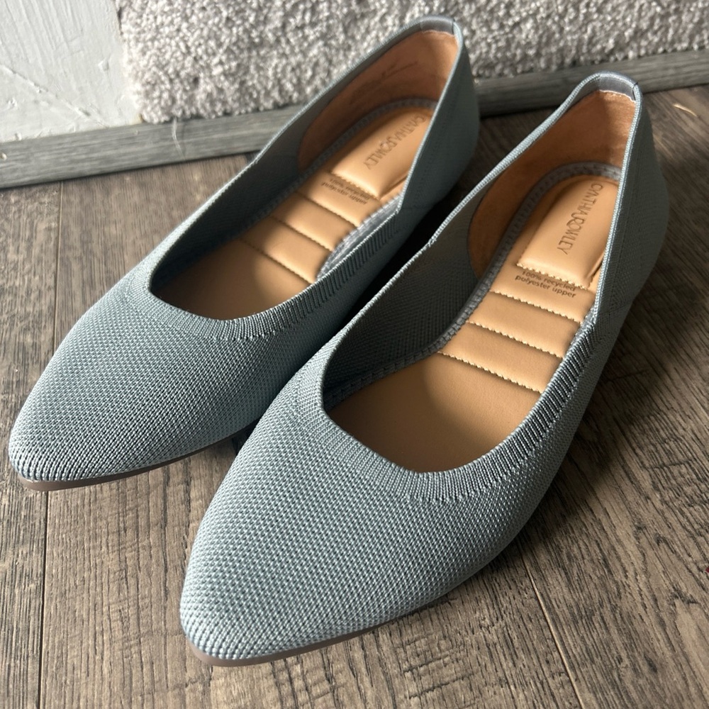 Cynthia Rowley Calla Woven Knit Blue Ballet Flats Slip-On Pointed Toe Size 8.5